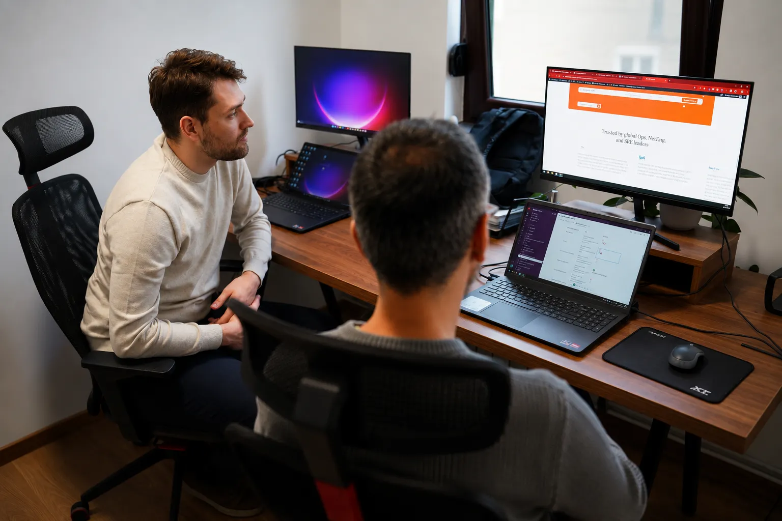 Santos team reviewing a website launch in the office